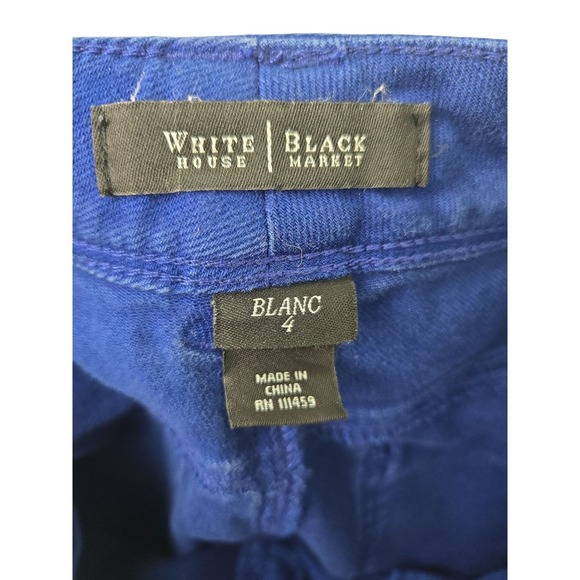 White House Black‎ Market Royal Blue SZ 4 Stretch Slim Leg Cropped Jeans Women's - Picture 3 of 13